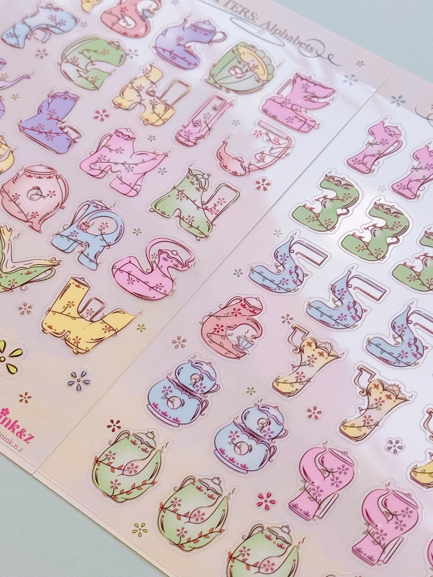 TEA TIME LETTERS Transparent Sticker Sheet (alphabets & numbers sticker)