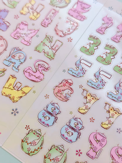 TEA TIME LETTERS Transparent Sticker Sheet (alphabets & numbers sticker)