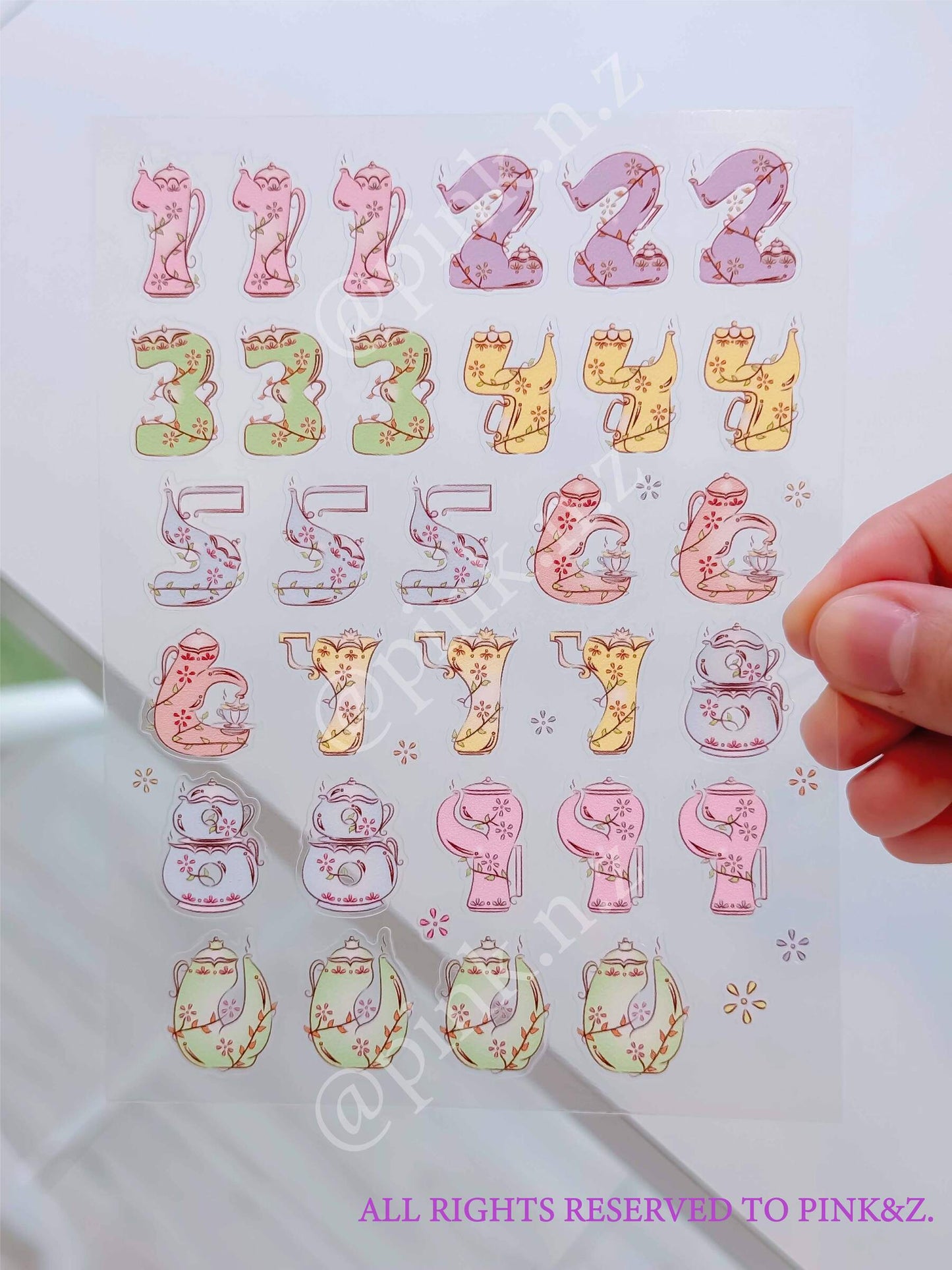 TEA TIME LETTERS Transparent Sticker Sheet (alphabets & numbers sticker)
