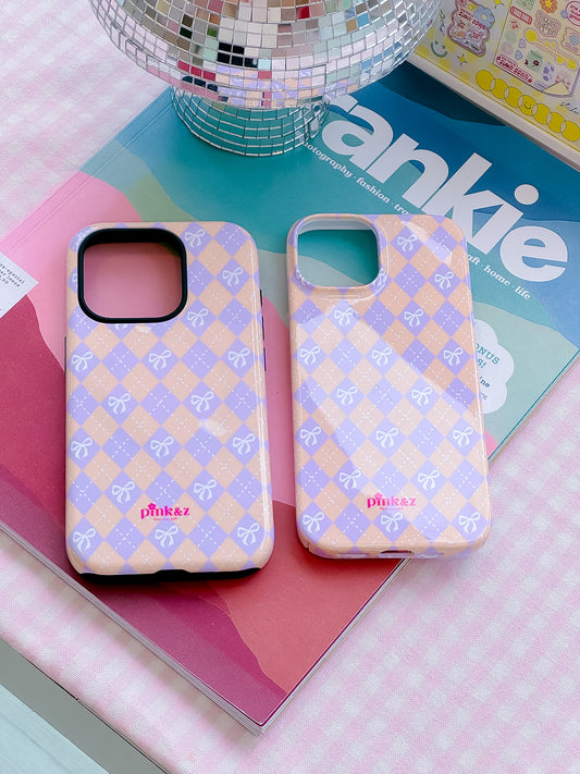 Argyle Purple Bow Phone Case