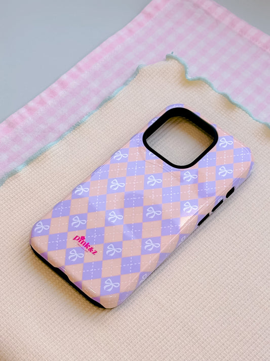 Argyle Purple Bow Phone Case